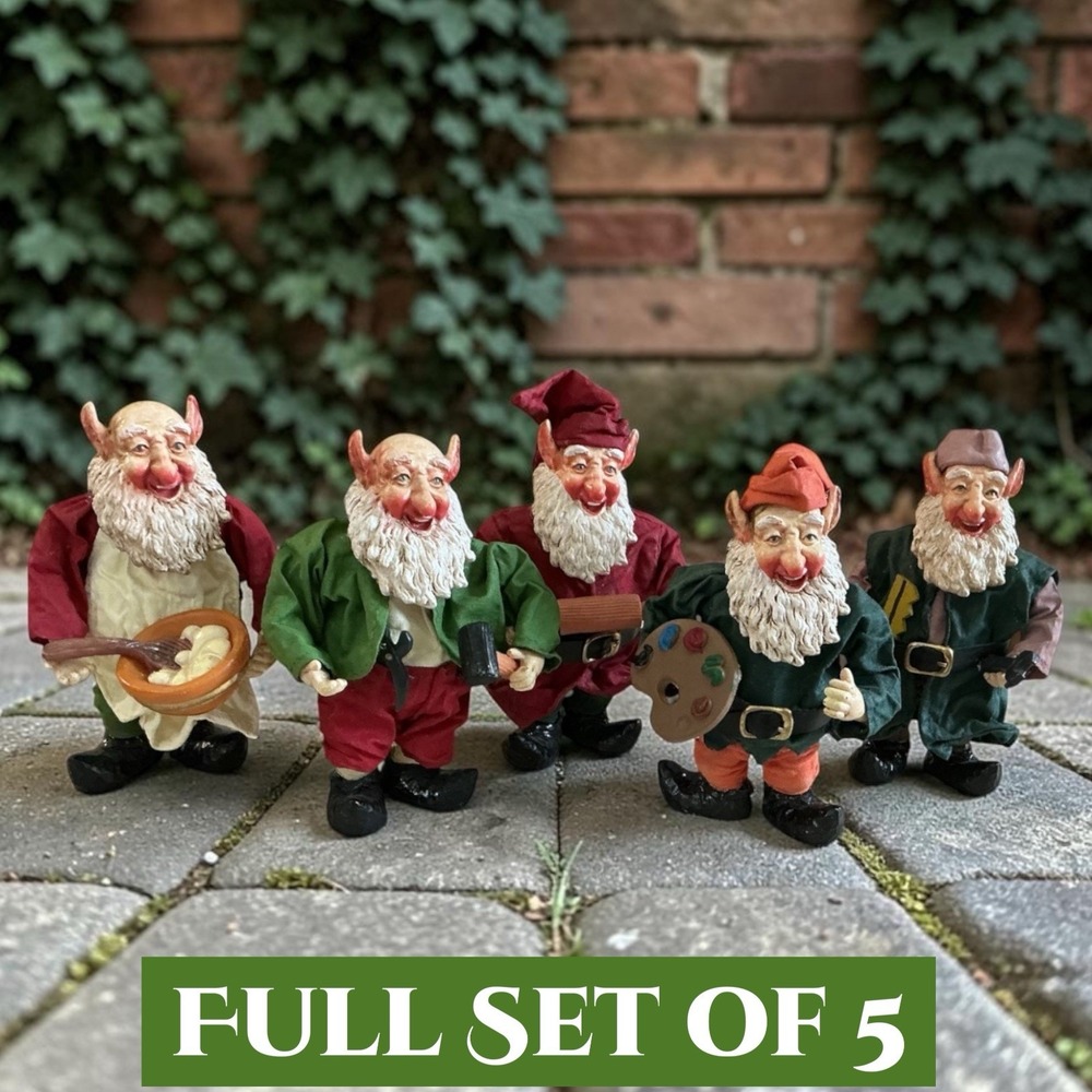 ALL 5 VINTAGE Studio 56 Possible Dreams Elves Dwarfs Pixies Fabric Mache #81491